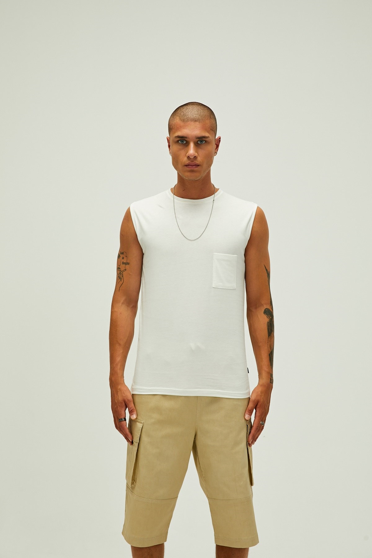 تی شرت یقه مردانه Trıbe Tank-top - Off White Bad Bear