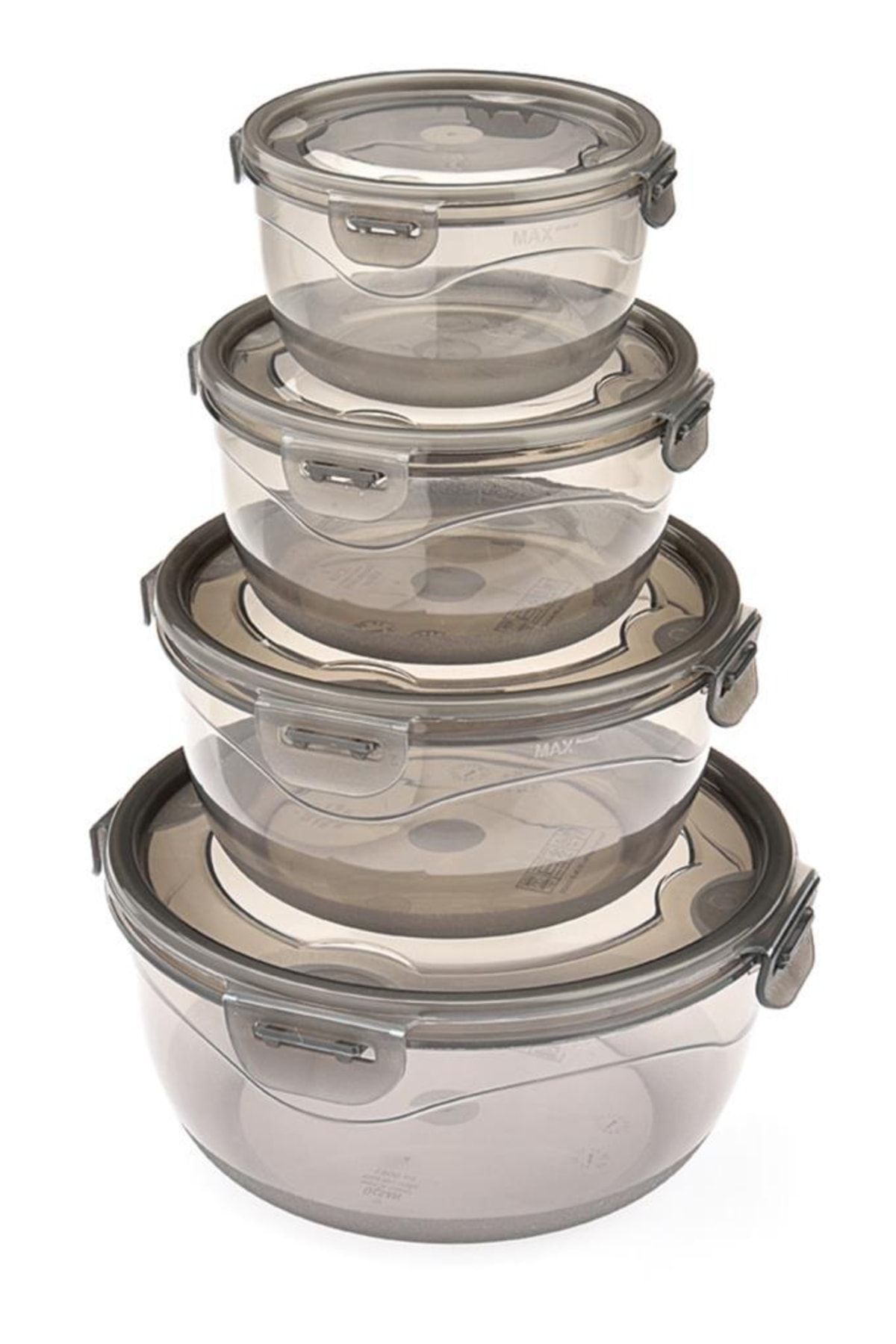 Üçsan Plastik-Locked & Lid Storage Container Set of 4 Smoked Storage Container Set & Round Storage Container Set 3