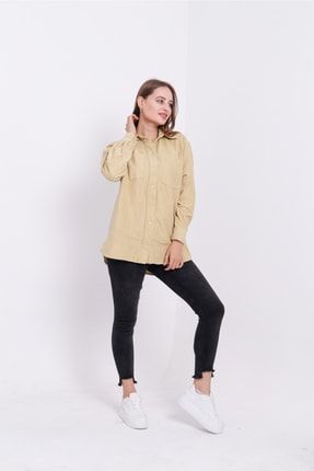 Kadın Kalın Oversize Keten Ceket Gömlek GC-0201