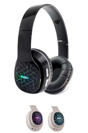 Kulak Üstü Bluetooth Kulaklık Işıklı Katlanabilir Mikrofonlu Kablosuz Kulak Üstü Kulaklık Siyah BT366