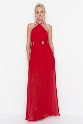 Kırmızı Bel Detaylı Abiye & Mezuniyet Elbisesi TPRSS22AE0074