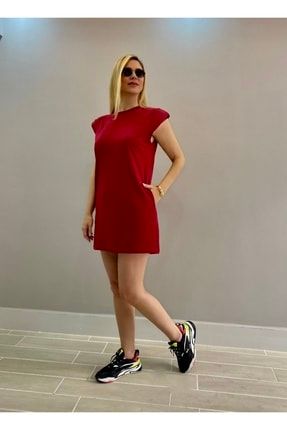 Kdın Oversize Bordo Renk Vatkalı Cepli Spor Elbise-hamile -büyük Beden Elbise sim074