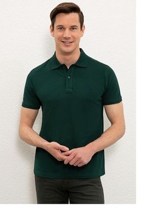 Erkek Koyu Yeşil Polo Yaka T-shirt Basic G081GL011-000-1350446 YESİL