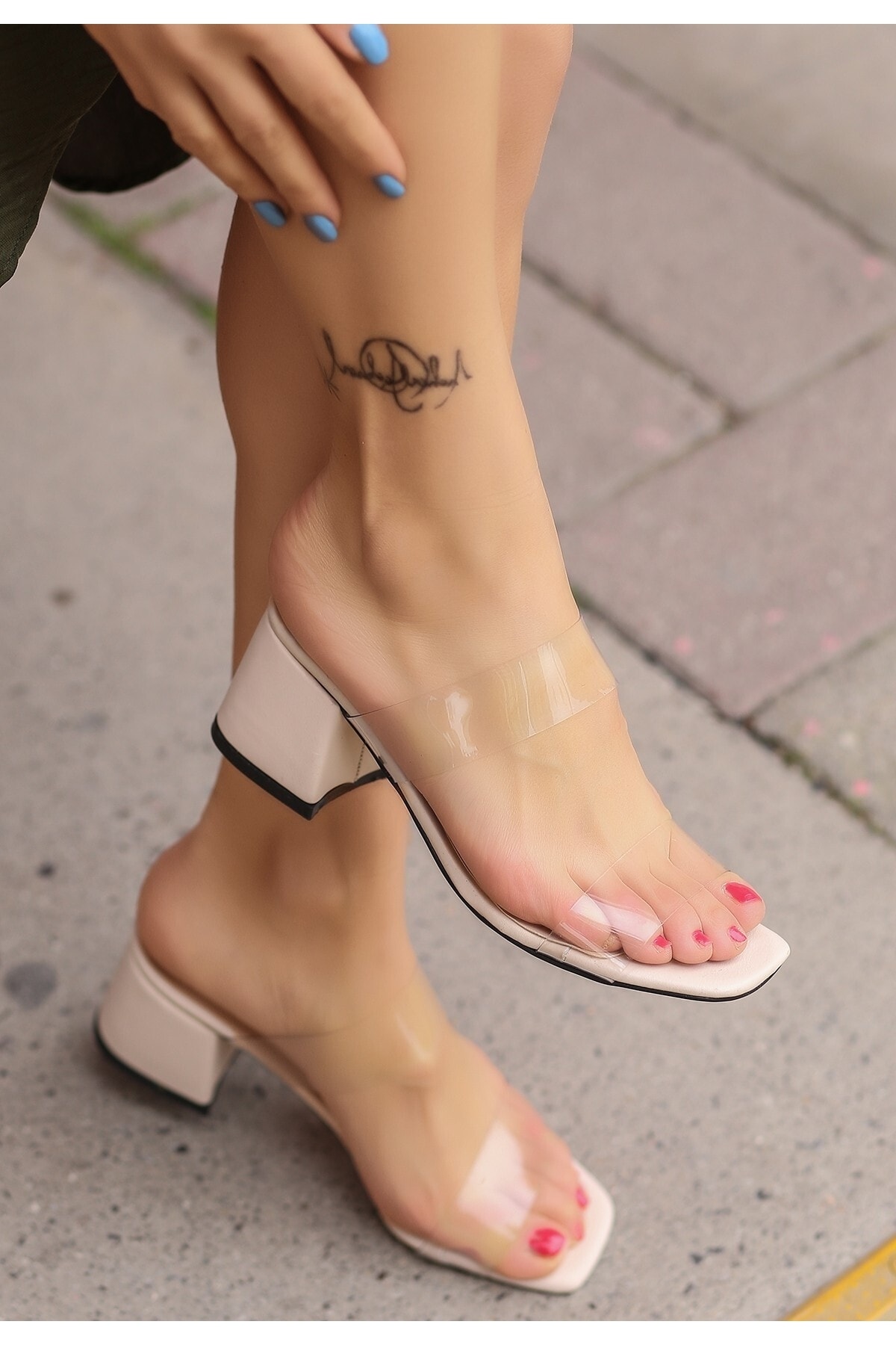 Kadın Ten Silv Ten Cilt Topuklu Terlik