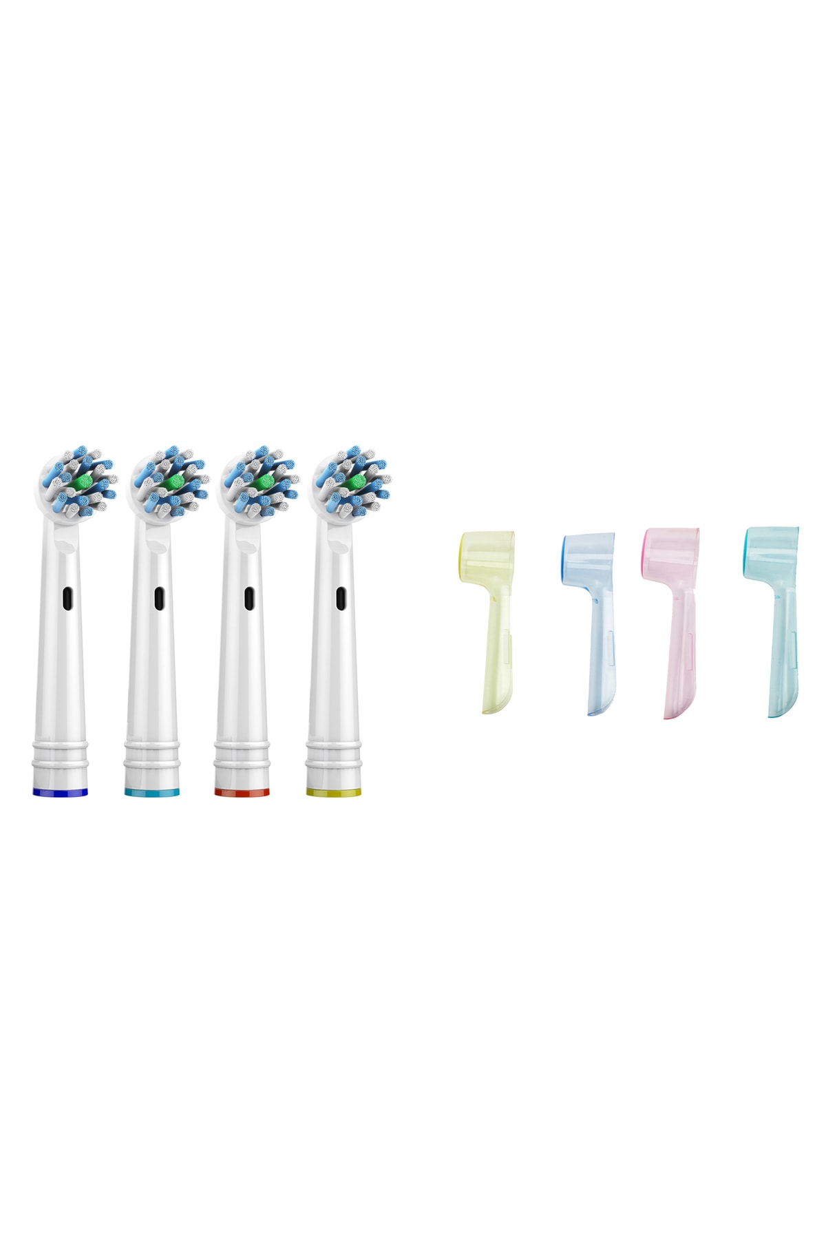 Express Sepetim Oral B Uyumlu Diş Fırçası 4'lü Yedek Başlığı Ve 4'lü Başlık Koruyucu Kapak