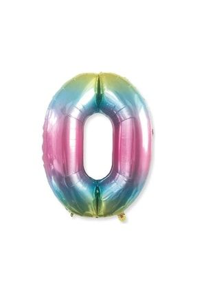 0-rakam Sayı Folyo Balon 100 Cm Rengarenk -gökkuşağı Renkli Folyo Balon-helyum Gazı Uyumludur HKNYSRENGARENKRAKAM