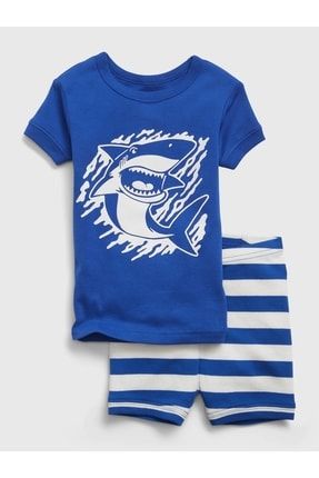 Kız Bebek Koyu Mavi 100% Organik Grafik Baskılı Pijama Seti 868415