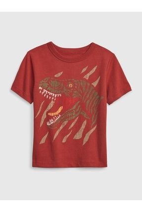 Erkek Bebek Kırmızı %100 Organik Pamuk Grafik Baskılı T-shirt 794613