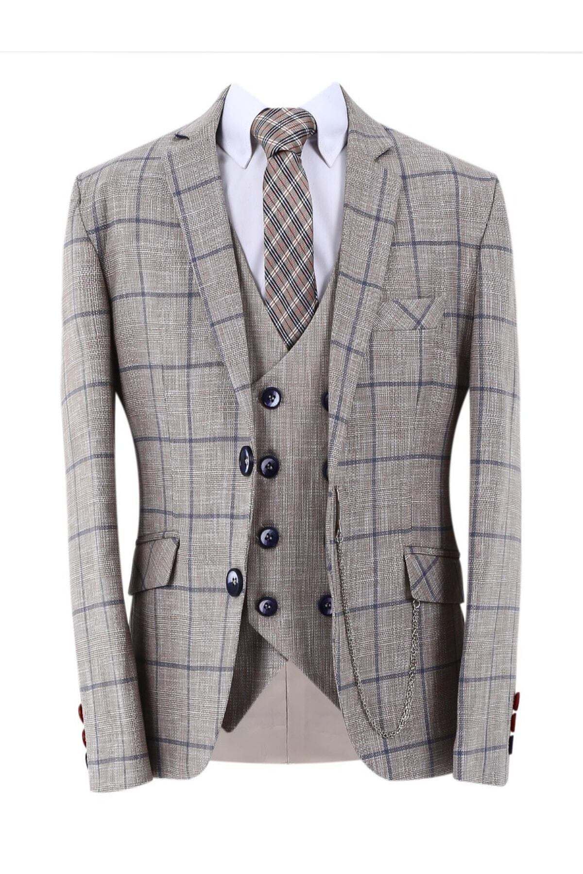  کت و شلوار سه تکه پسرانه جلیقه ای