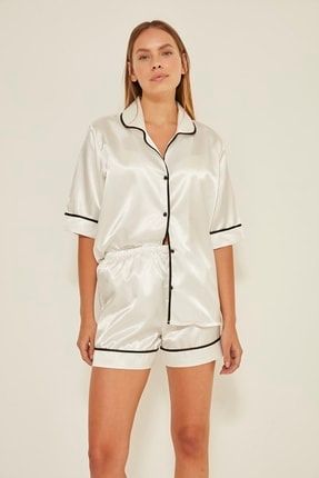 Kadın Saten Şortlu Pijama Takımı 001-001133
