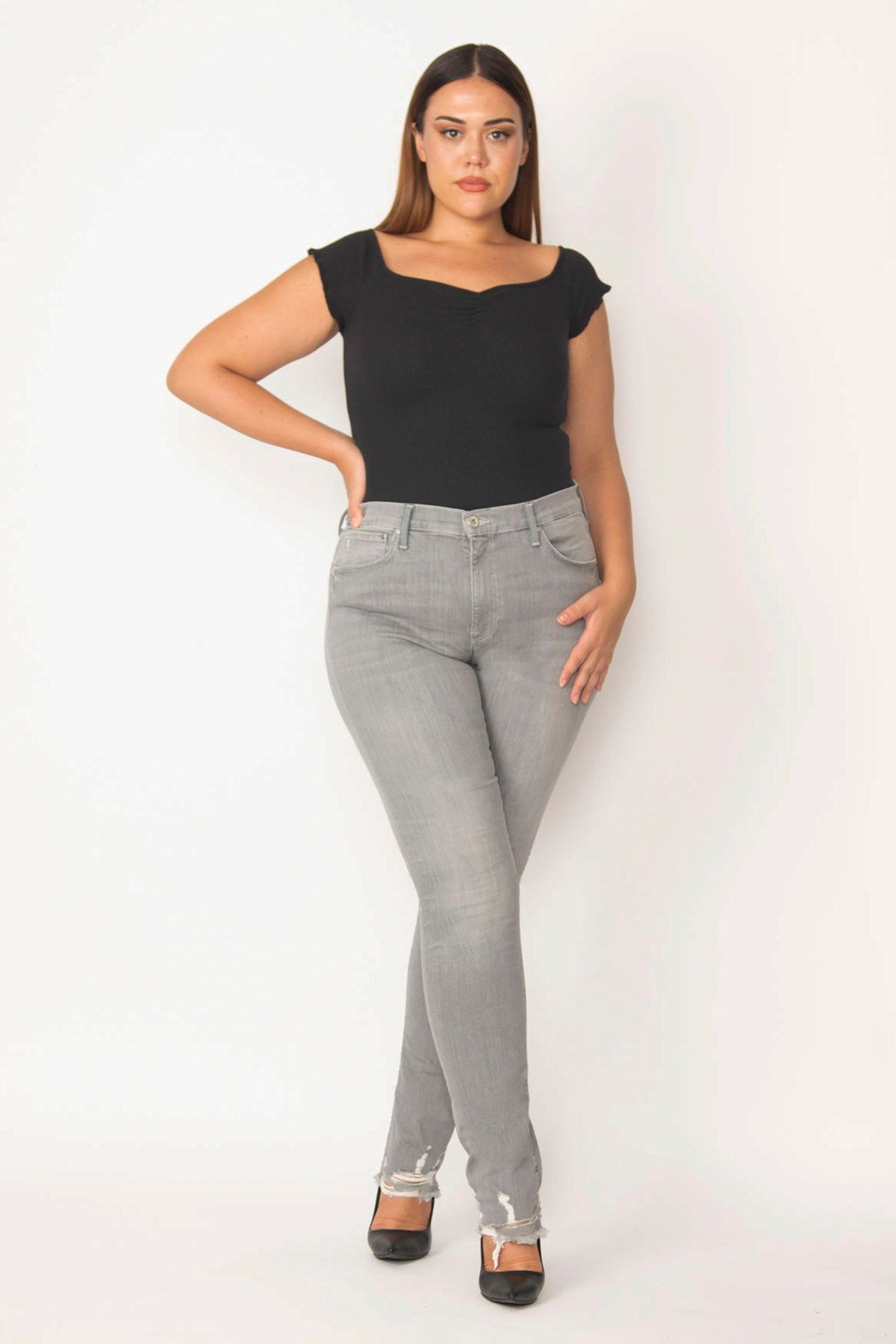 Şans Große Größen in Jeans Grau Slim Fast ausverkauft FN8217