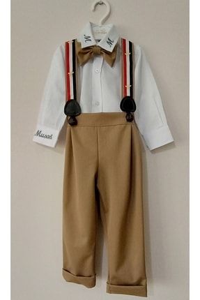 Erkek Çocuk-bebek Askılı Gömlekli Bal Renkli Pantolon Takımı TYC00475718190