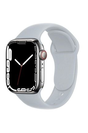 Apple Watch Seri 7 45 Mm Uyumlu Silikon Kordon Kayış - Gri 10230