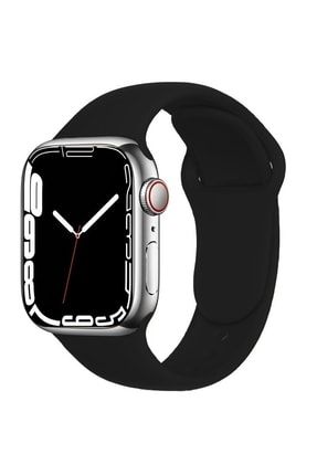 Apple Watch Seri 7 41 Mm Uyumlu Silikon Kordon Kayış - Siyah 10210