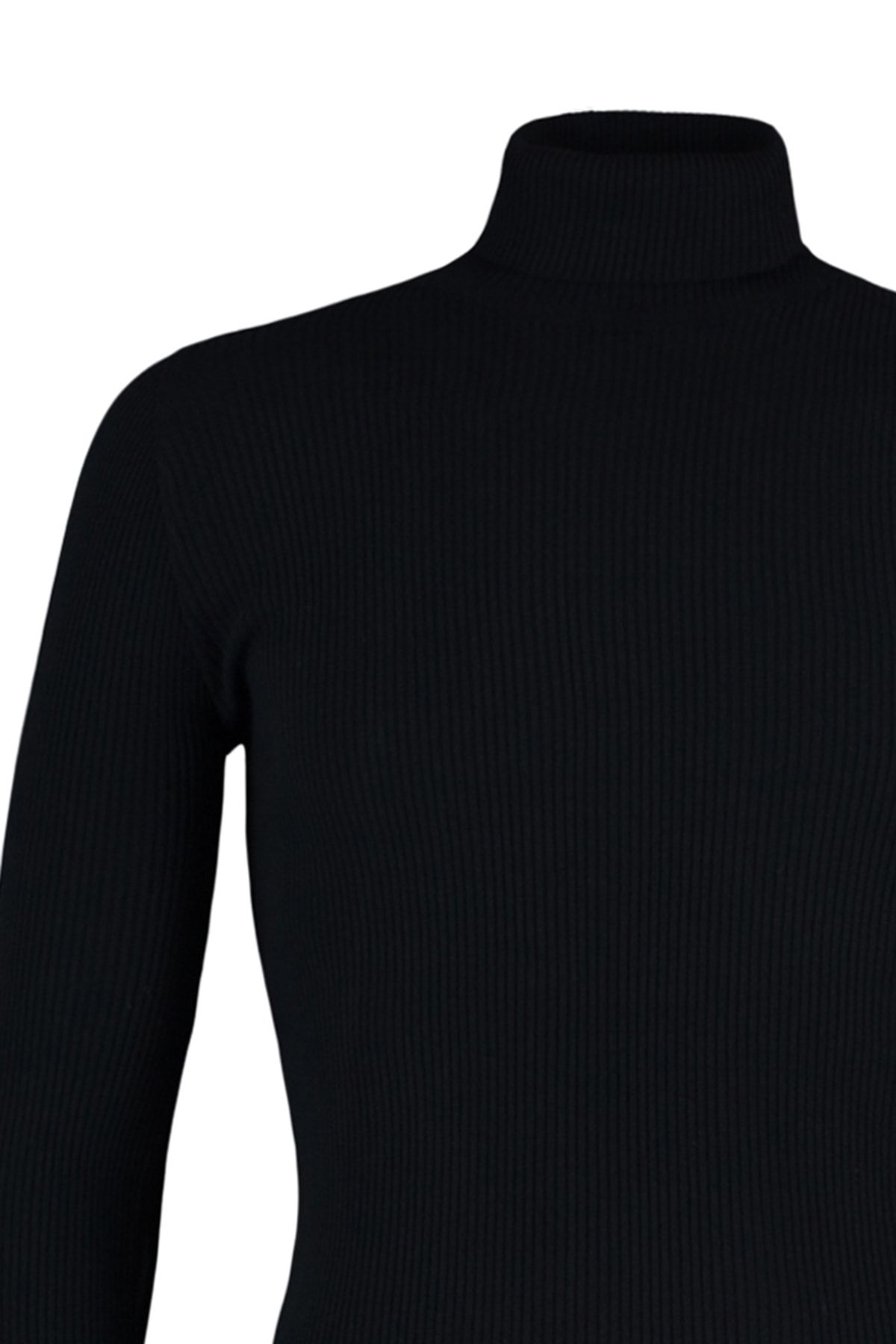 Trendyol Collection-Pulover din tricot cu nervuri, cuplu/dublu, din bumbac, negru, slim, TMNAW20MG0031 9
