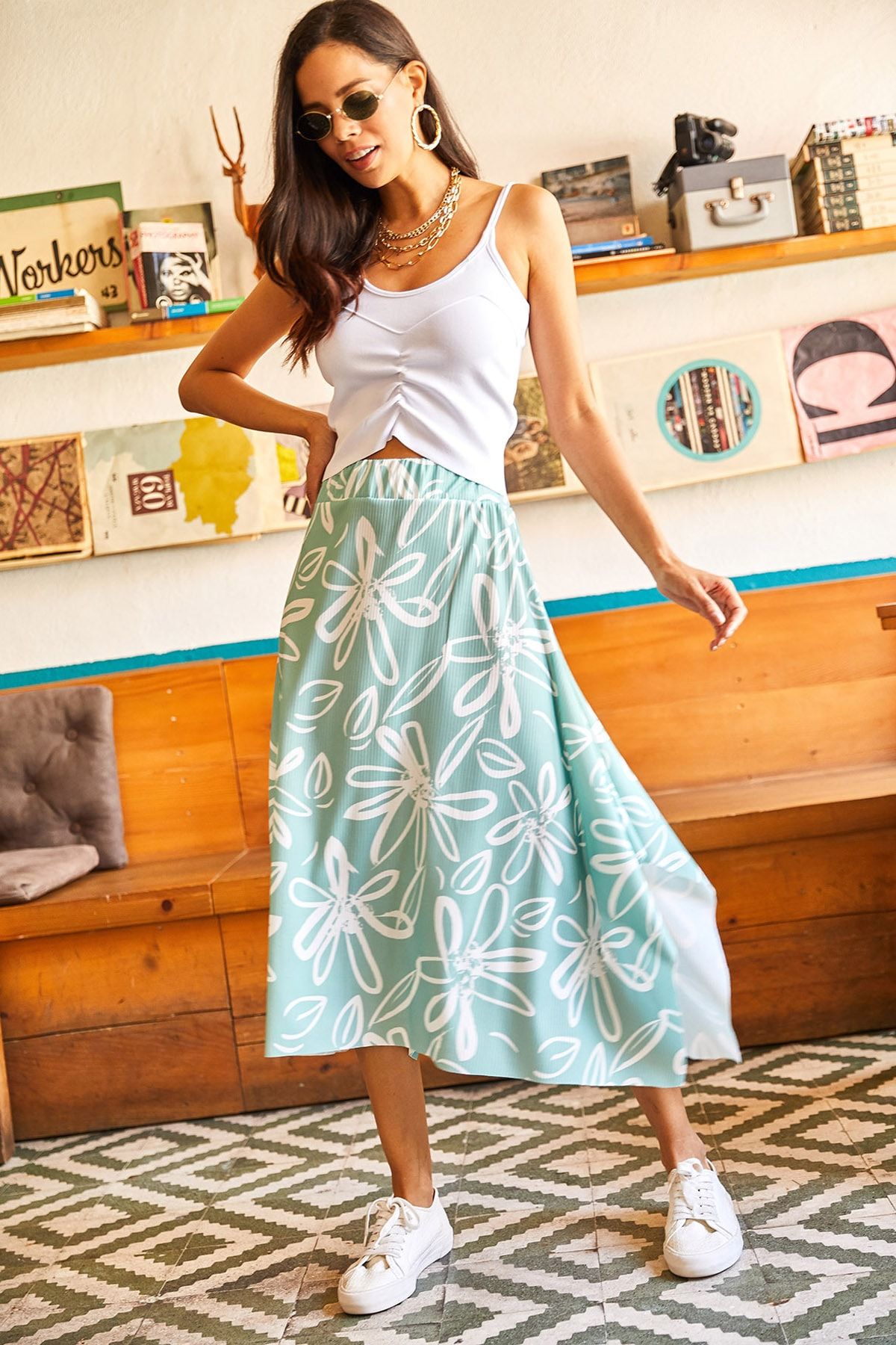 Green midi skirt 60 top