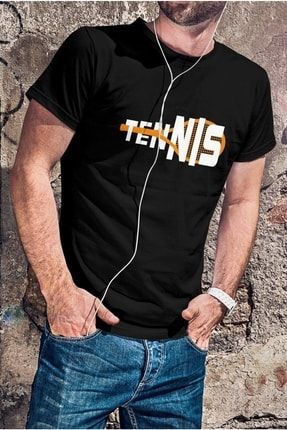 Erkek Tenis Tişört. Siyah %100 Pamuklu tshirt0025