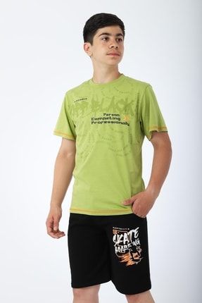 Erkek Çocuk Tshirt Şort Yazlık Takım Kay Kay Baskılı YT.0004