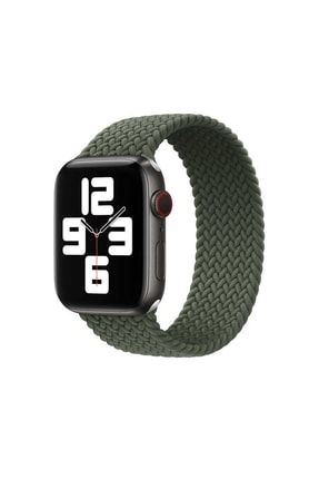 Apple Watch 2 3 4 5 6 Se Ile Uyumlu 38mm Tek Parça Hasır Örgü Dizayn Medium Beden Kordon SKU: 314258
