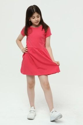 Kız Çocuk Pembe Basic Kısa Kol Elbise 2020104