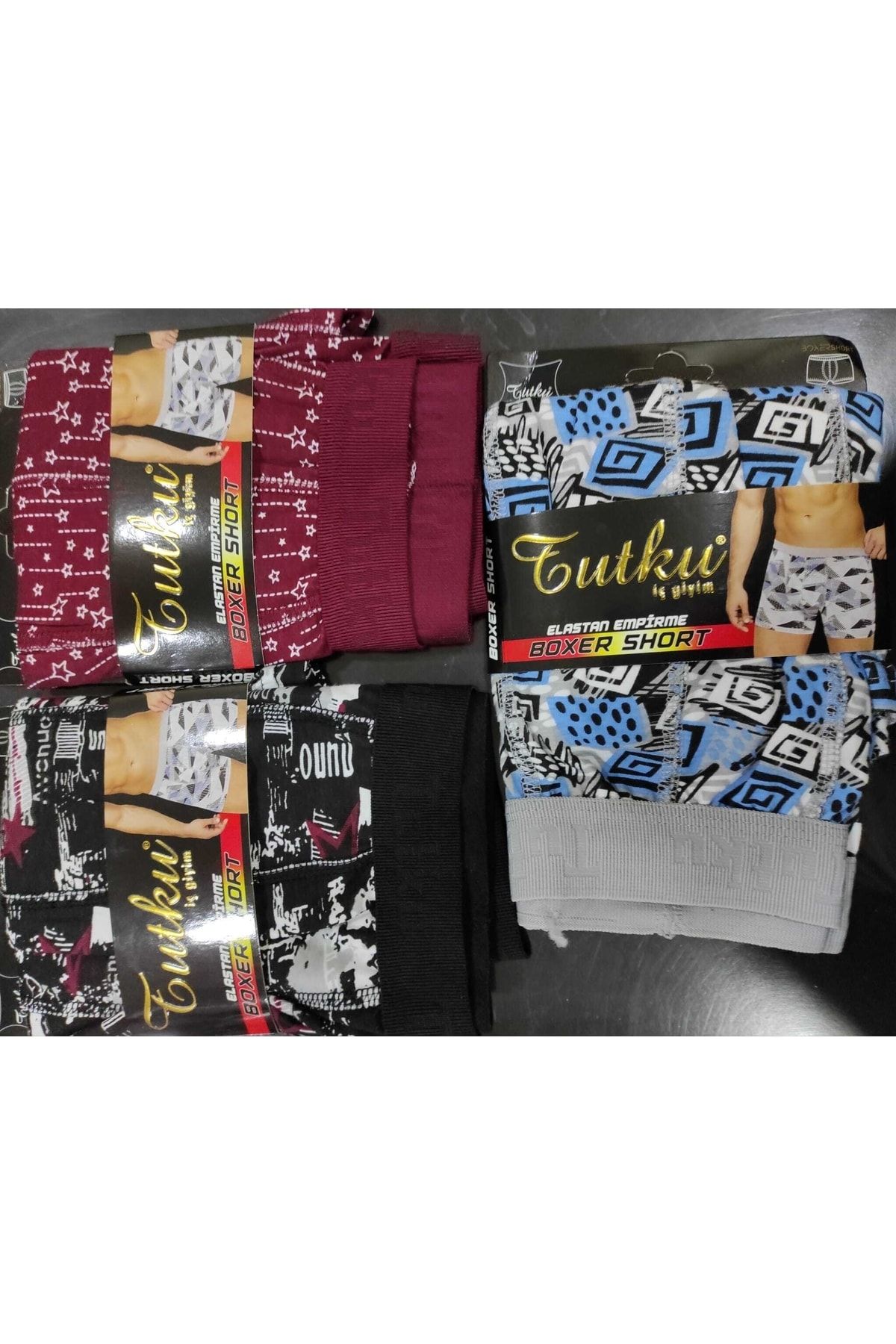 Tutku-Men's Lycra Patterned Boxers Pack of 9 Mixed Colors Will Be Available 3