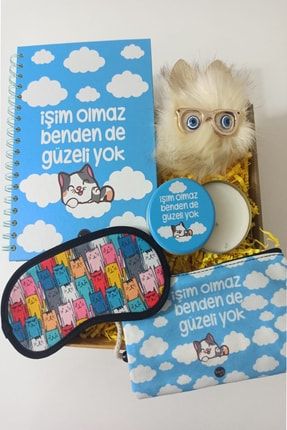 Işim Olmaz Benden De Güzeli Yok Defter, Kokulu Mum, Göz Bandı,kedi Anahtarlık, Kalemlik Hediye Seti kedi875848