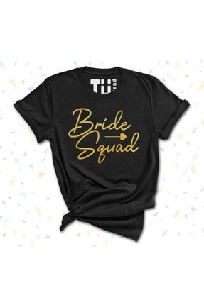 Bride Squad Yazılı Bekarlığa Veda Partilerinde Nedimeler Için Tshirt BRD05