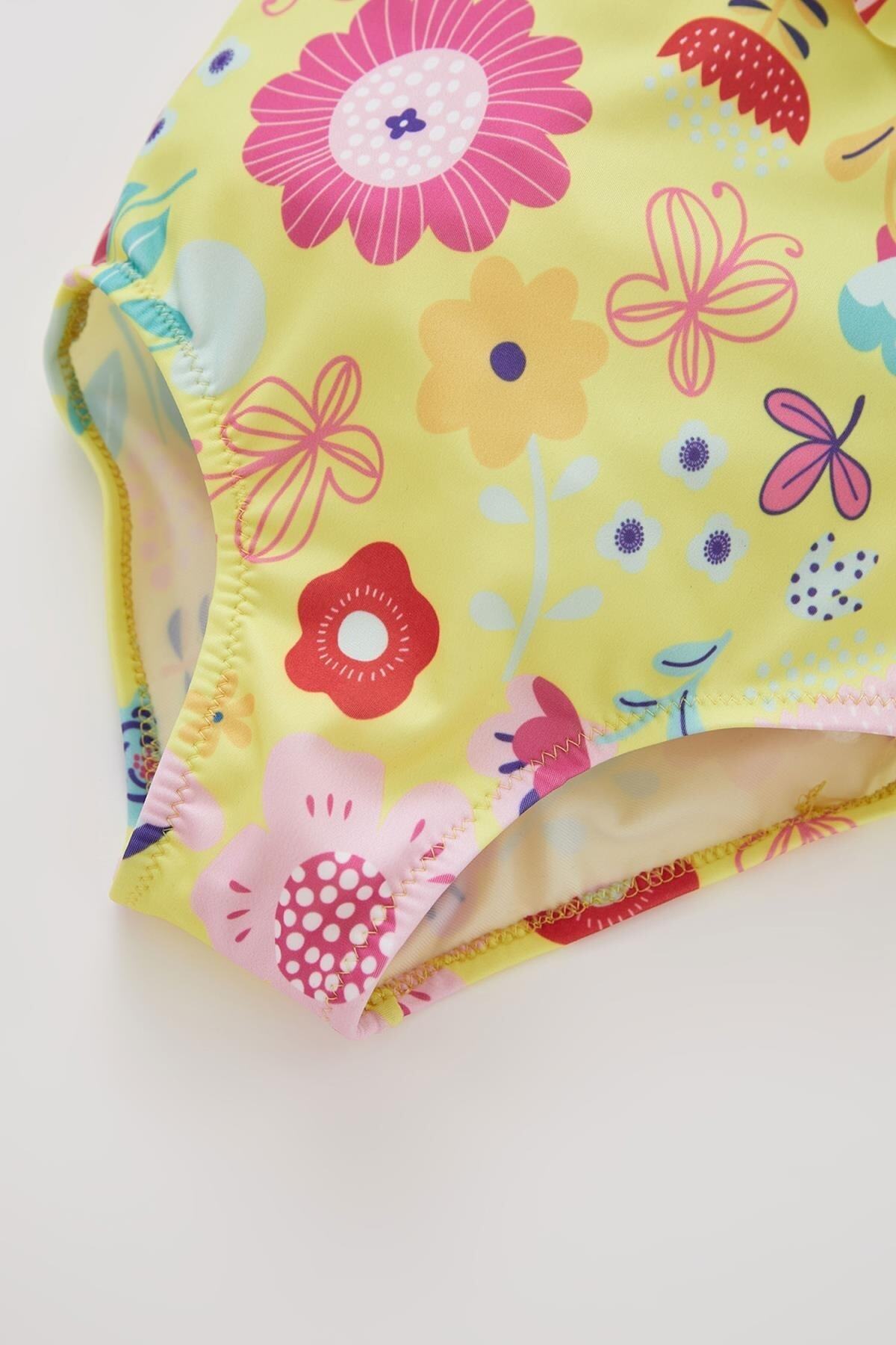 Defacto Kız Bebek Desenli Tek Omuzlu Mayo fotoğrafı 3 (önizleme)