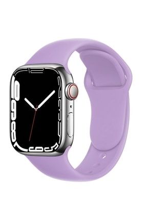 Apple Watch Seri 7 41 Mm Uyumlu Silikon Kordon Kayış - Lila 10210