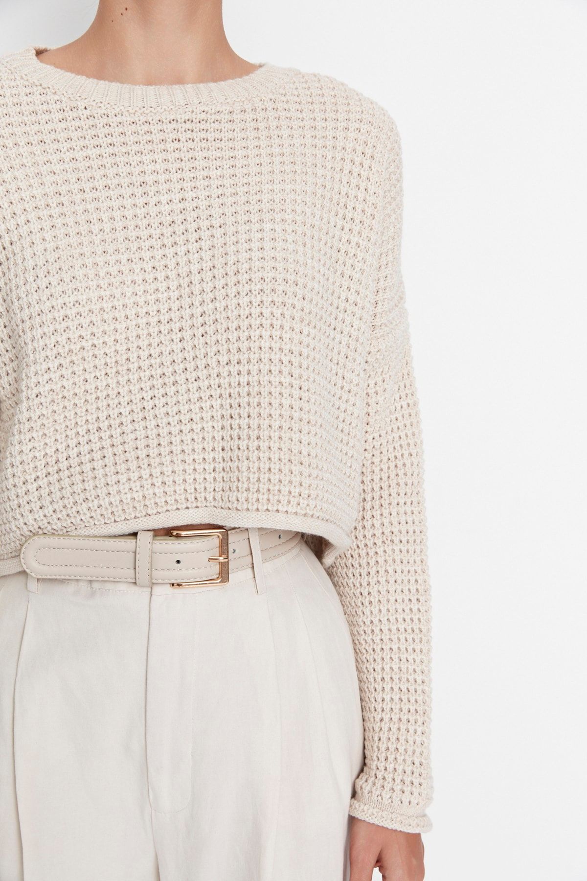 Trendyol Collection-Wide Fit Stone Crop Strickpullover – TWOAW23KZ01193 4