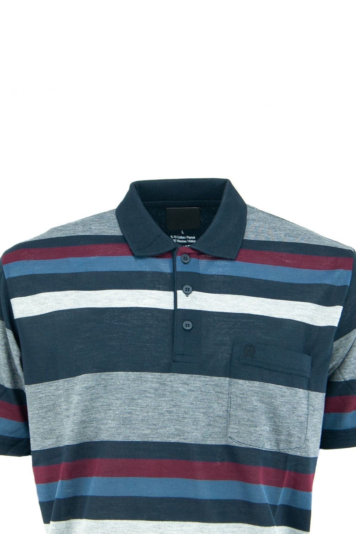Oppland Men s Polo Collar Pocket Short Sleeve Striped Regular Cut