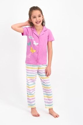 Kız Çocuk Pembe Orkide Gömlek Pijama RP2468-C