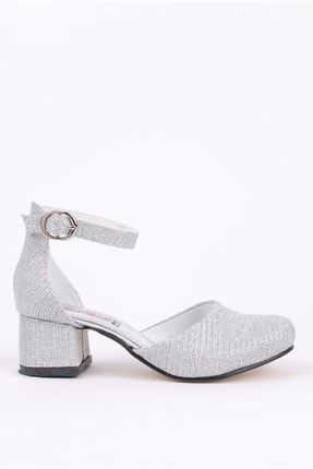 Kız Çocuk Gümüş Bilekten Tokalı Topuklu Abiye Ayakkabı RC0278