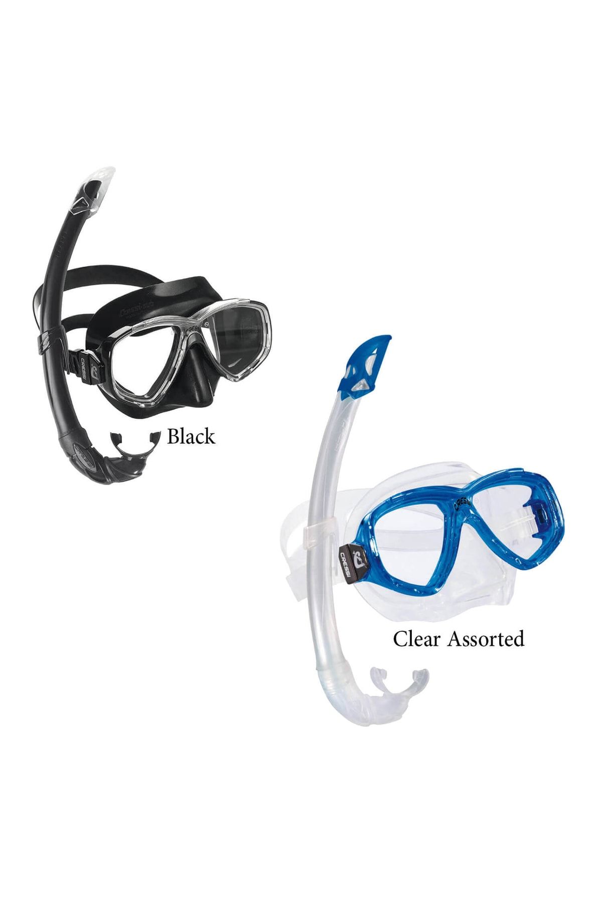 ماسک و اسنورکل آبی مردانه زنانه Perla Mask Mexico Snorkel را به صورت شفاف تنظیم کرد cressi sub