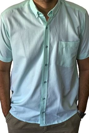 Erkek Açık Turkuaz Kısa Kollu Regular Fit Oxford Yazlık Gömlek OXFRDKK