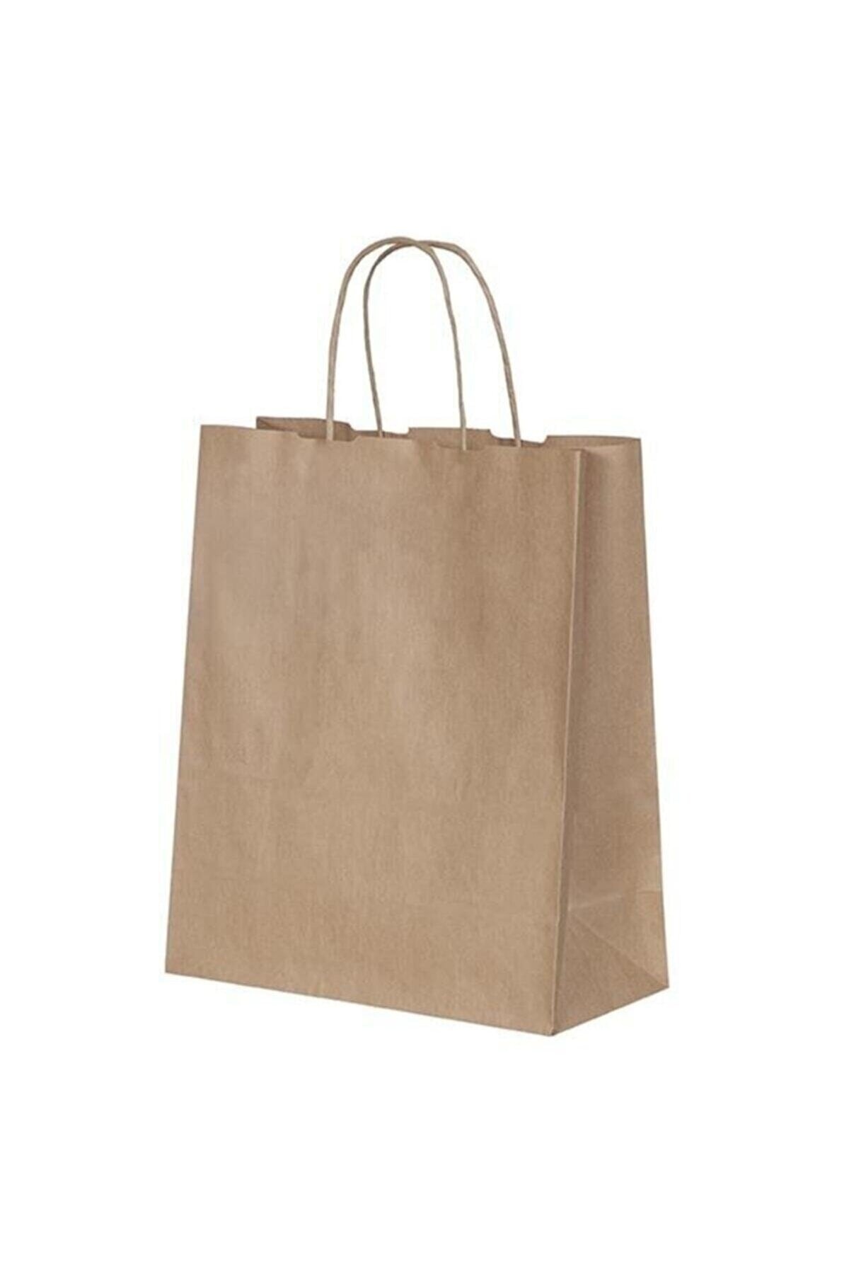 Genel Markalar Kraft Burgu Saplı Çanta 25 Cm X 12 Cm X 31 Cm ( 25 Adet ) ( Kağıt Poşet Çanta )