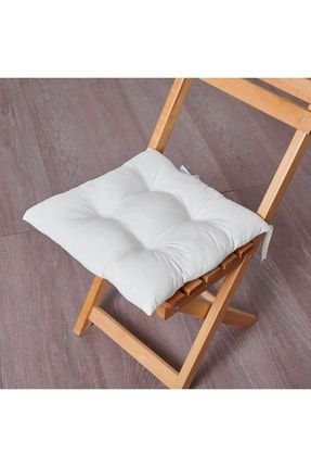 6'lı Kırık Beyaz Butik Pofidik Lüx Dikişli Sandalye Minderi 43x43 Microjel Silikon Dolgulu TYC00475318260