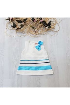 Beyaz Kız Bebek Denizci Elbise ikokokids.06
