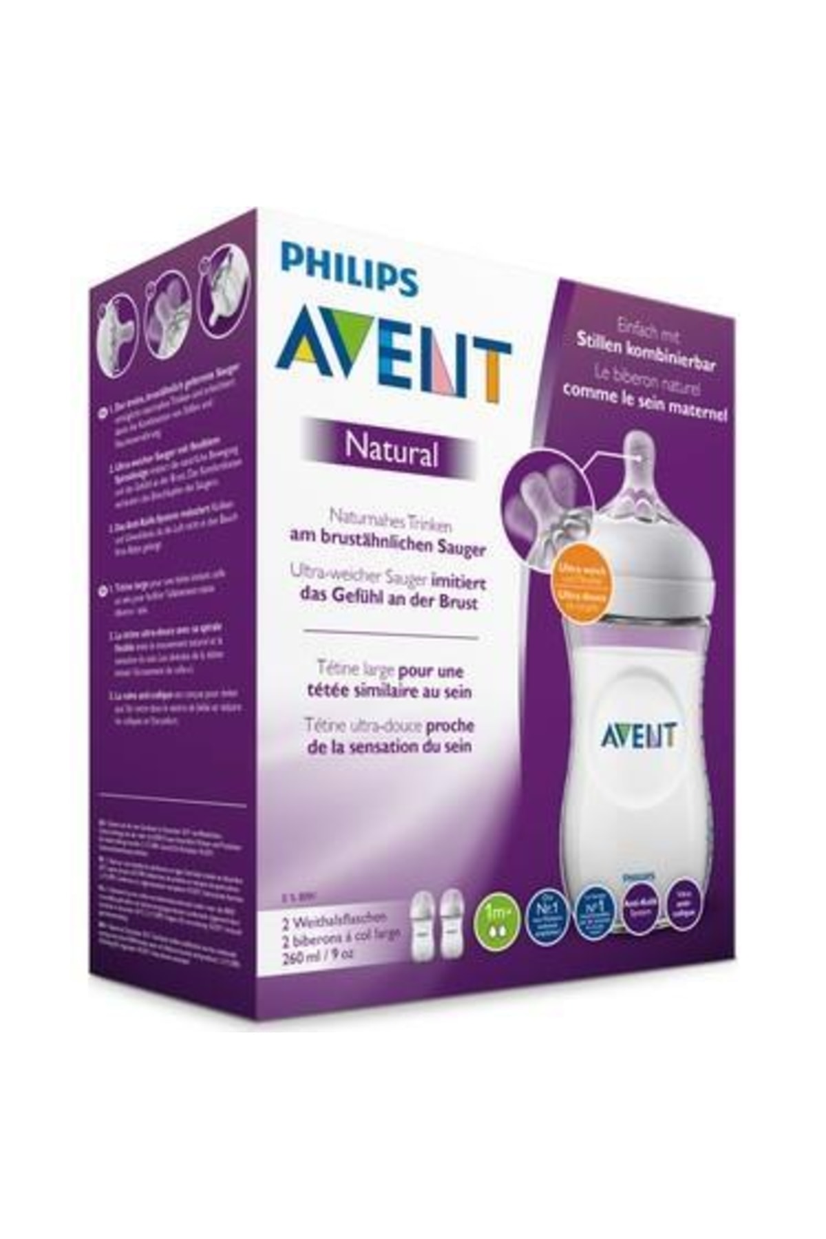 Philips Avent Natural Pp Biberon 1 Ay 260 ml Ikili fotoğrafı 2 (önizleme)