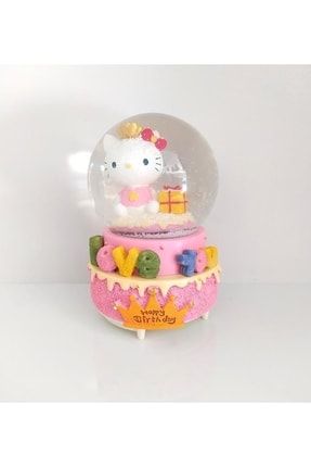 Renkli Işıklı Kedi Doğum Günü Sulu Kar Küresi Büyük Boy 16 Cm 11717