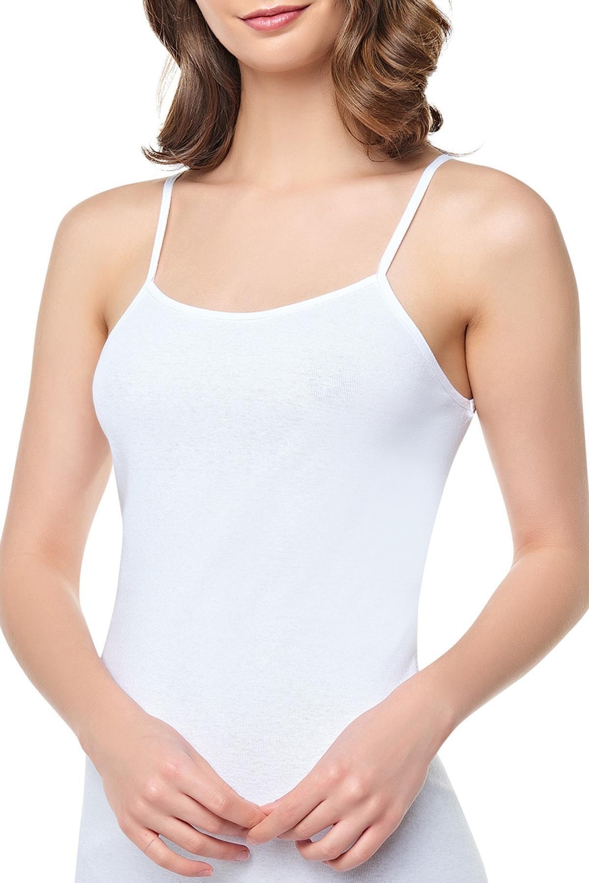 Seher Women's 6-Pack White Rib Rope Strap Singlet New Season