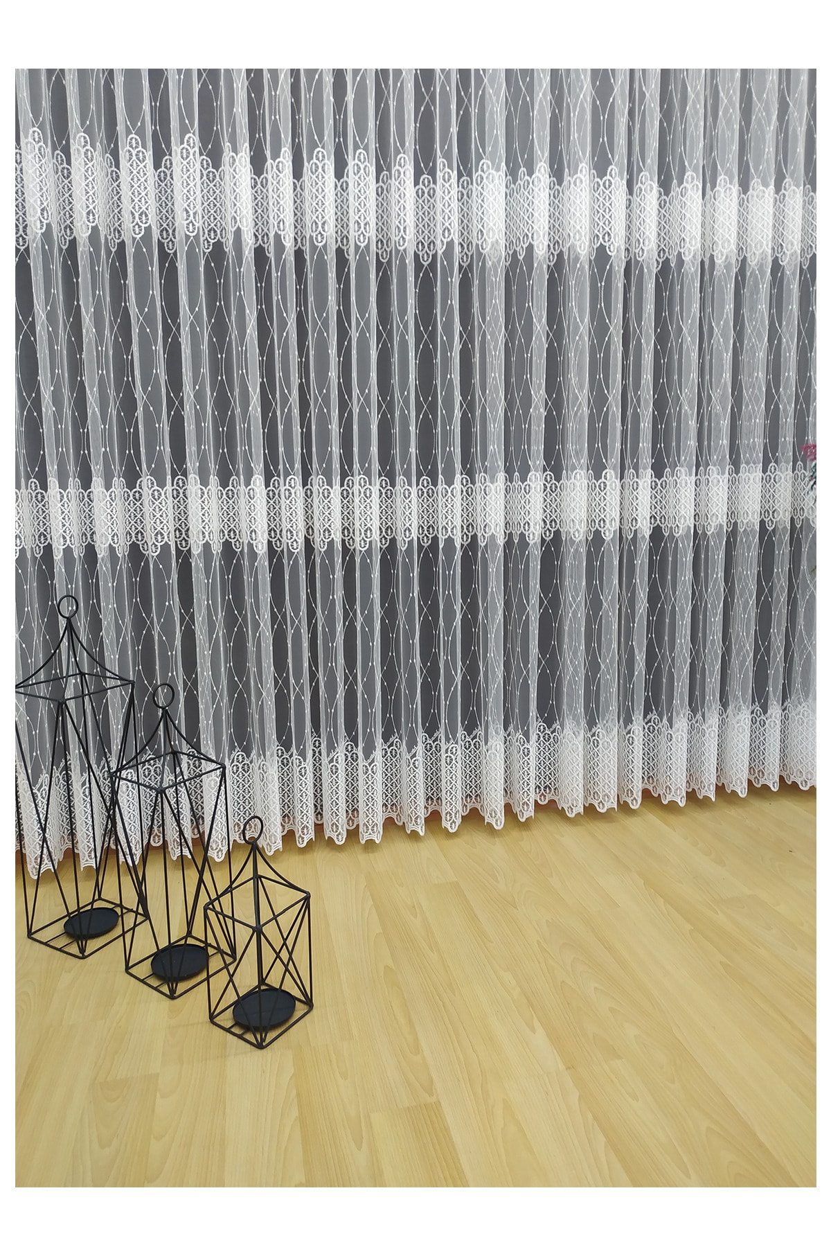 evihtiyaclarim by IOC-New Season Honeycomb Panel Pattern Virtual Backdrop Does Not Require Ironing Ortapile Tulle Curtain 5