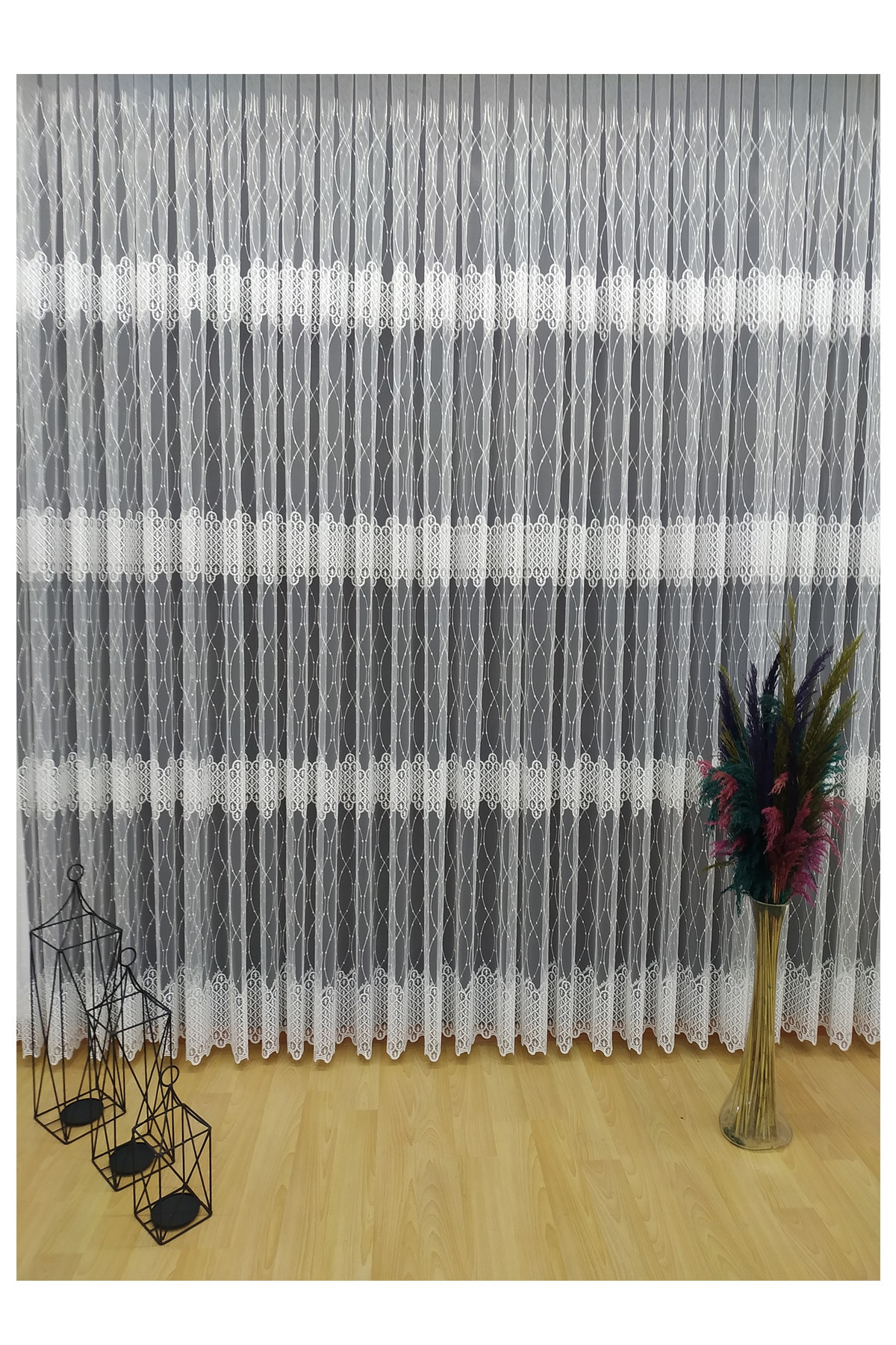 evihtiyaclarim by IOC-New Season Honeycomb Panel Pattern Virtual Backdrop Does Not Require Ironing Ortapile Tulle Curtain 7
