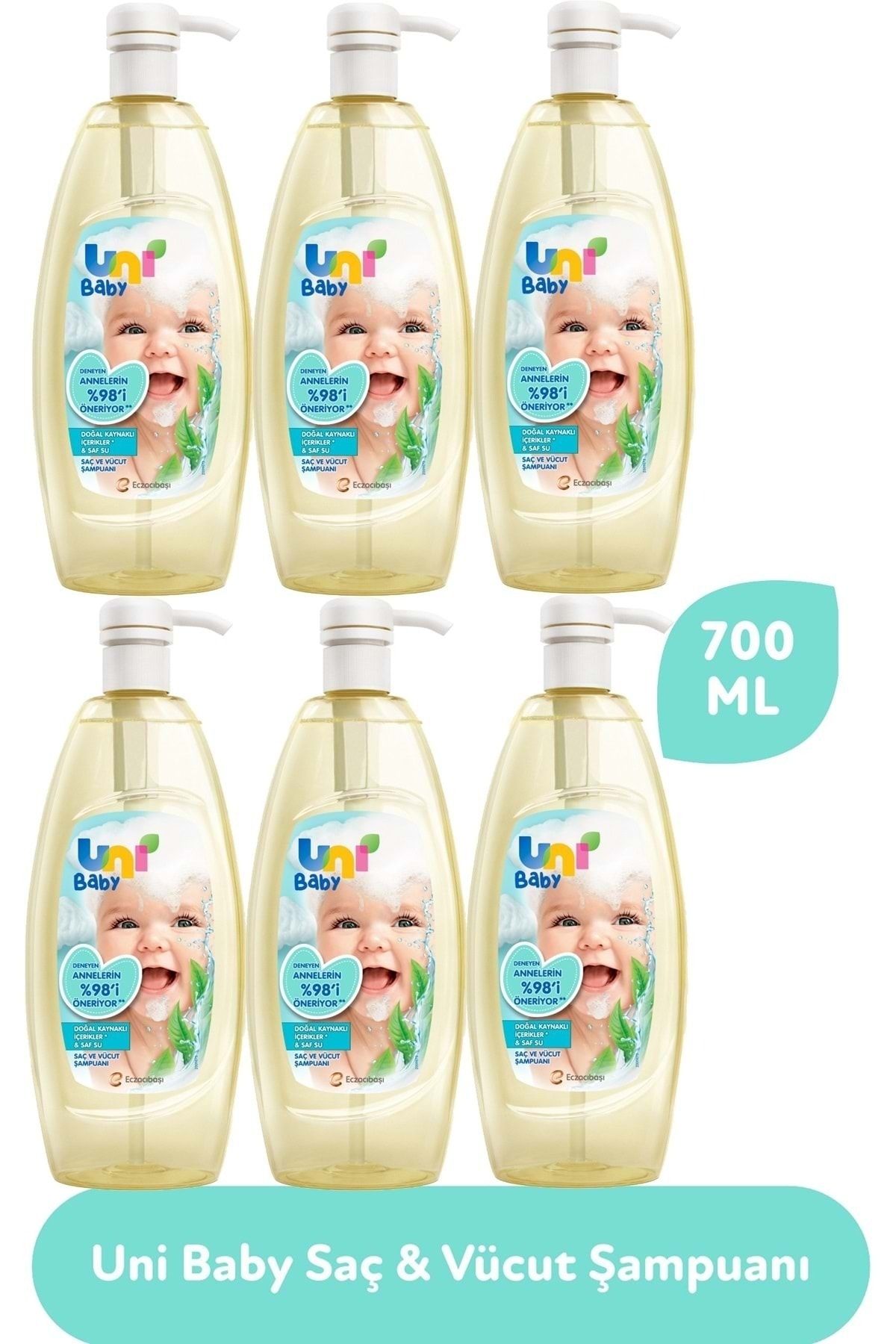 Uni Baby Saç Ve Vücut Şampuan 700ml (pompalı) (6 Lı Set)