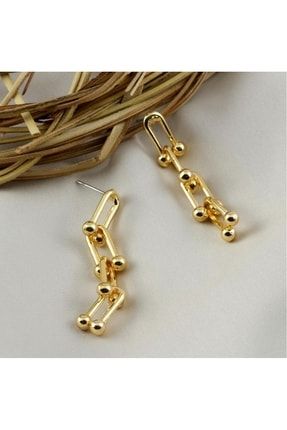 Gold Kaplama Toplu Kalın Zincir Tiffany Blanca Küpe B1001430