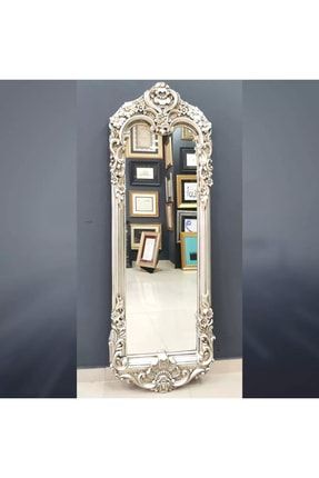 Dekoratif Boy Aynası. 160x55 Cm. Gümüş. Oymalı Ve Kabartmalı TSG-AO-001