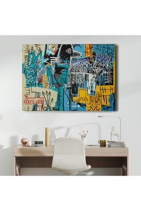 Jean Michel Basquiat Mavi Kuş Kanvas Tablo ( Üç Parça ) 5060