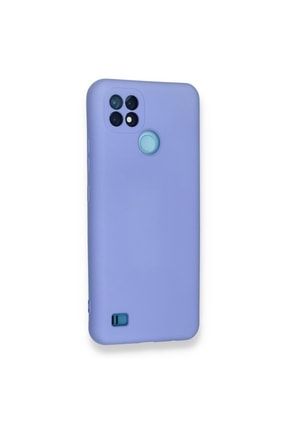 Realme C21 Uyumlu Kılıf Lansman Içi Kadife Süet Dokulu Parmak Izi Yapmayan Kapak Realmi Lila SİLİKON-LANSMAN-PC-4036