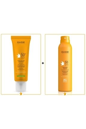 Facial Oil Free Sunscreen Cream SPF50+ 50 ml + Babe Transparent Sunscreen Wet Skin Spf 50+ 200 ml 389326329943