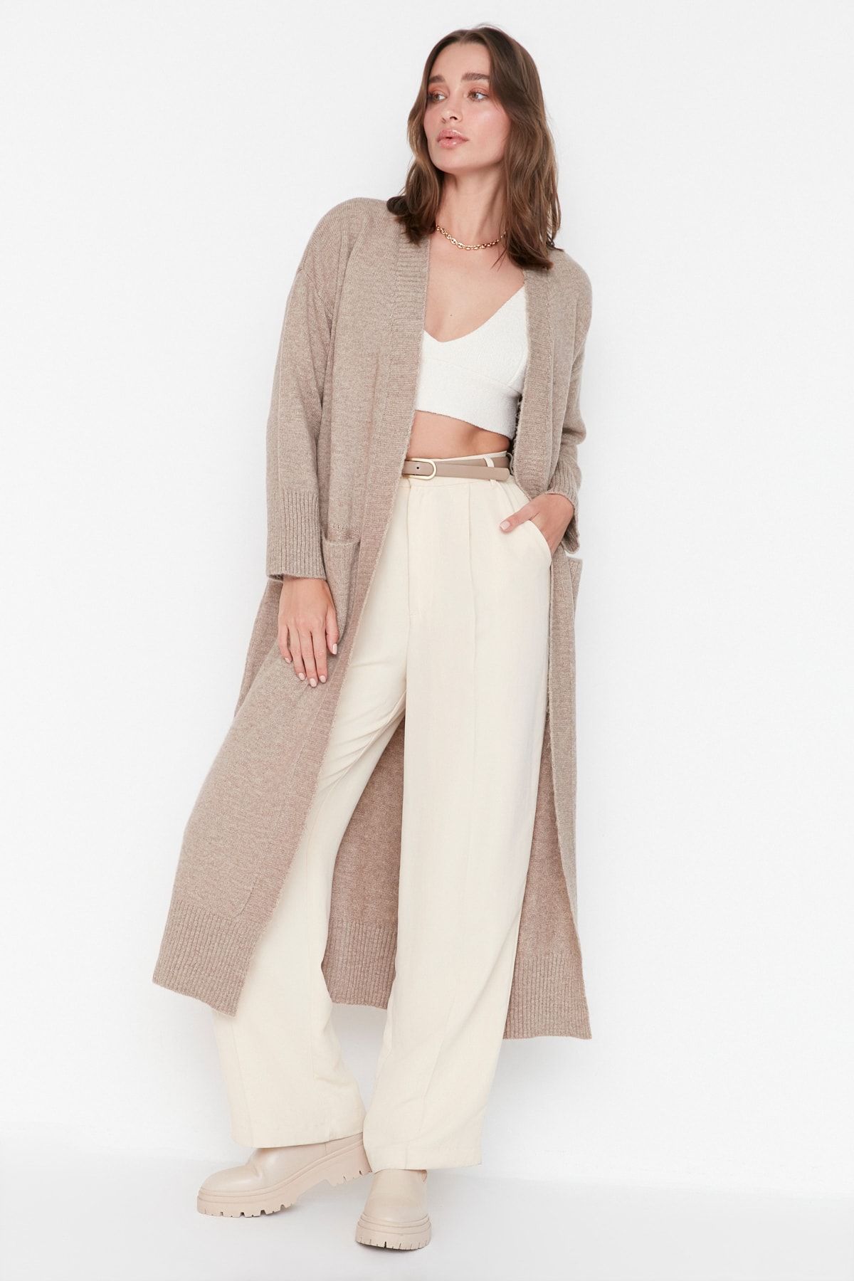 Trendyol Collection Strickjacke Beige Regular Fit